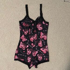 Dolls Kill Bratz print Black and Pink Graphic onesie